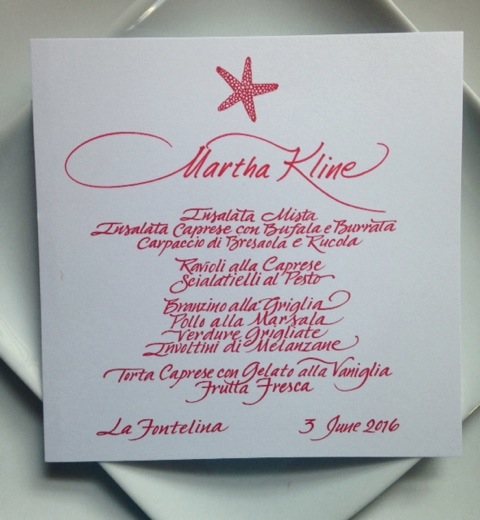 wedding place card:menu